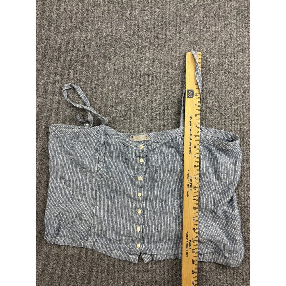 Everlane Shirt Womens 14 Blue White Striped Button Front Camisole Tank Top Crop - Picture 4 of 6